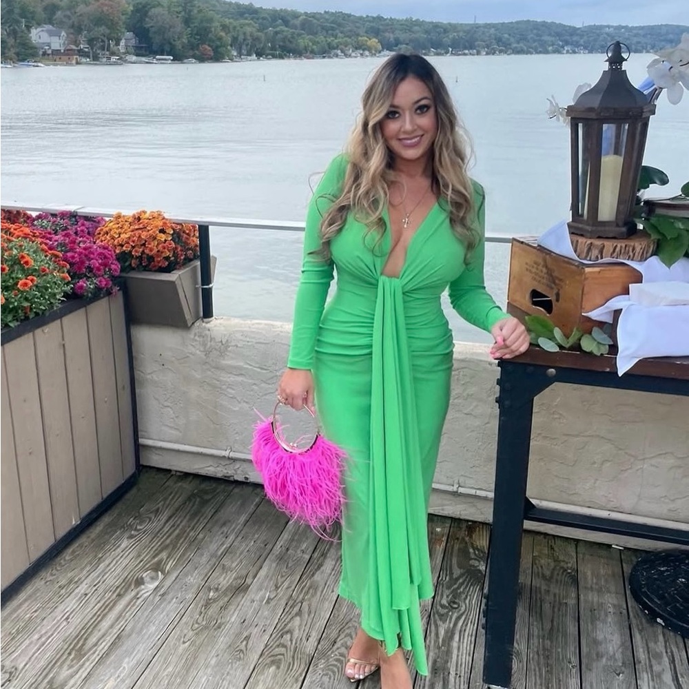 Solace London Vibrant Green Long Sleeve Dress